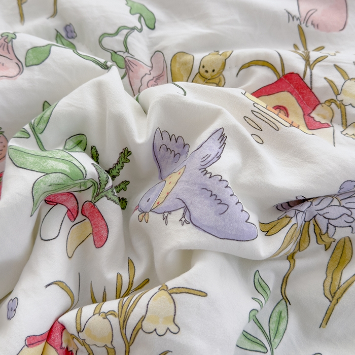 91家纺网 家纺一手货源 找家纺 贝扬思 2025新款水洗皱皱纱系列夏被夏凉被空调被（风格一） 蘑菇小熊