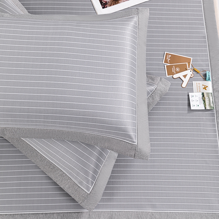 91家纺网 家纺一手货源 找家纺 小牛席业 2025新款新款无印风纯色凉感冰丝席系列-床席款 灰色