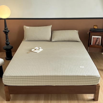 21度C 2025复古风全棉母婴级床笠 日落绿