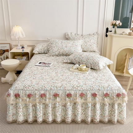 91家纺网 家纺一手货源 找家纺 （总）十个点 2025新款全棉纯棉蕾丝花边床裙四件套
