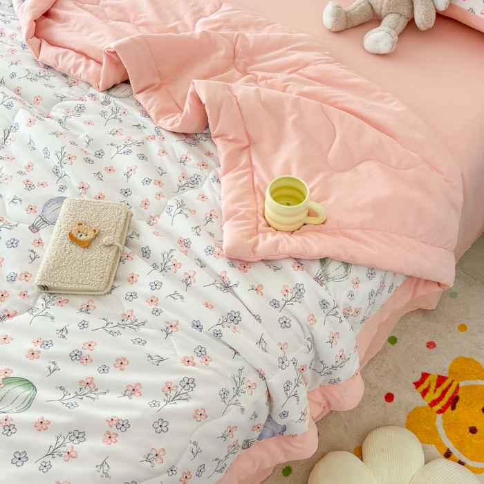 91家纺网 家纺一手货源 找家纺 梦舒羽2025新款小清新系列水洗棉夏被 盛夏花园