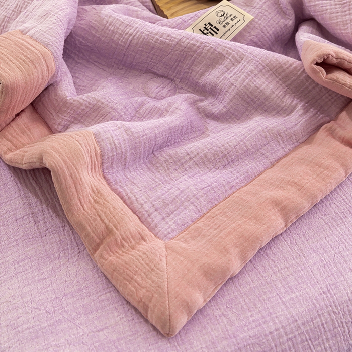 91家纺网 家纺一手货源 找家纺 吾诺 2025 纯色全棉泡泡双层纱夏被大豆夏被子被芯夏被四件套夏凉被空调被 柔幻紫