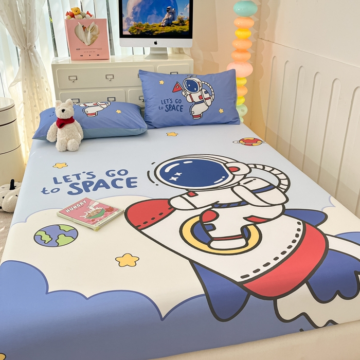 91家纺网 家纺一手货源 找家纺 金爱家2025新款全棉大版印花单品系列-纯棉太空人 单品-火箭太空人