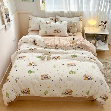 91家纺网 家纺一手货源 找家纺 （总）涵宸家纺 2025新款全棉双层纱印花四件套