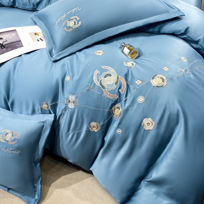 91家纺网 家纺一手货源 找家纺 慧菲 2025新款轻奢水洗天丝四件套-伊恋 伊恋-宾利蓝