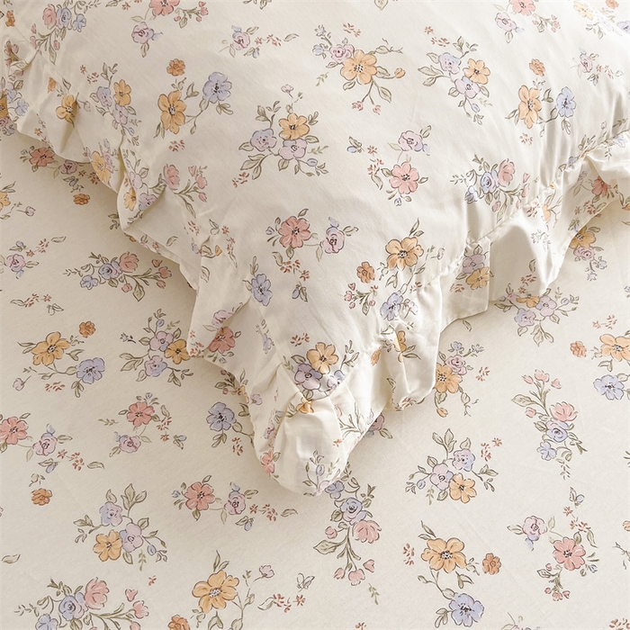 91家纺网 家纺一手货源 找家纺 十个点 2025新款全棉纯棉蕾丝花边床裙四件套 花小莱-粉