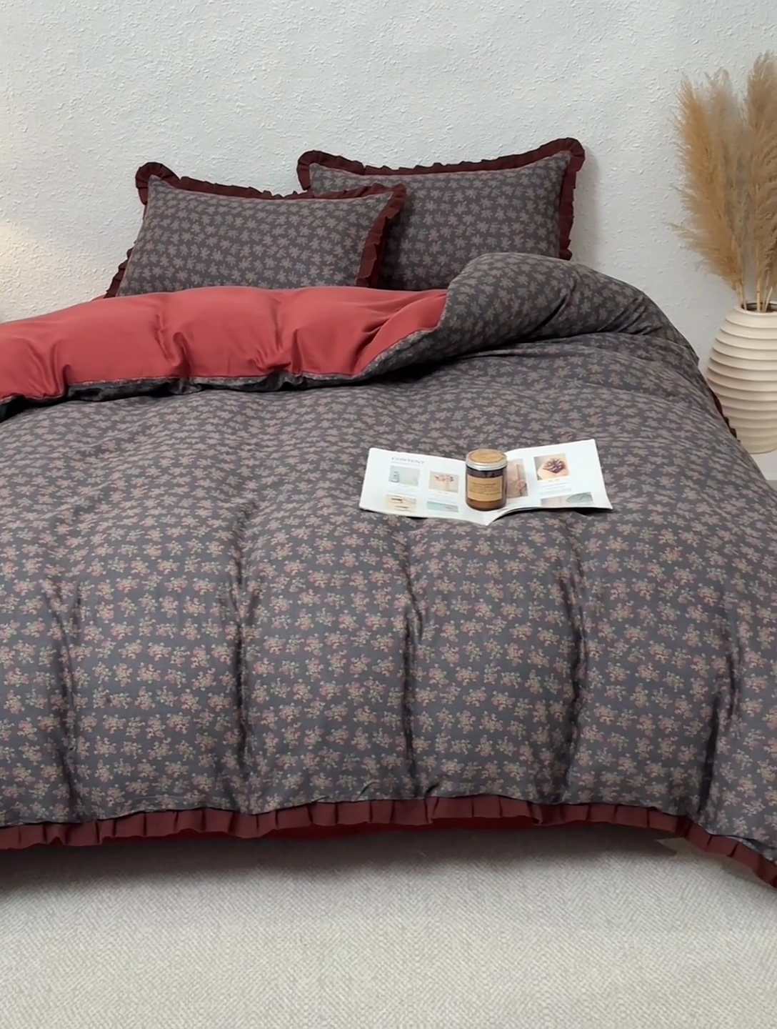 91家纺网 家纺一手货源 找家纺 2025新款A类纯棉双层纱皱皱纱花边四件套（复古风） 希语