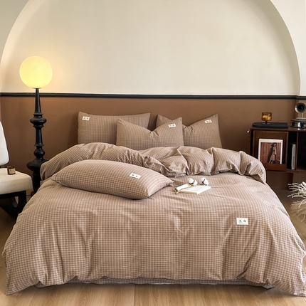 21度C 2025复古风全棉A类母婴级四件套 晚晴咖