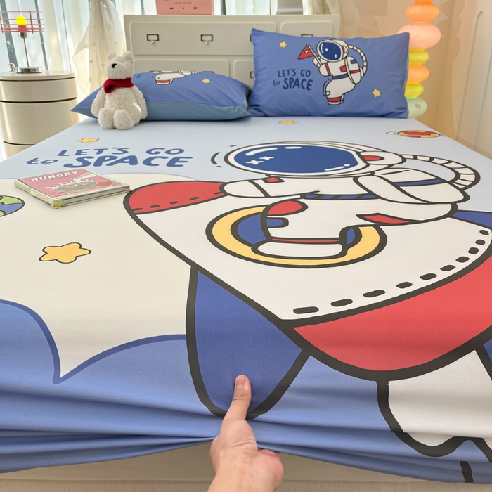 91家纺网 家纺一手货源 找家纺 金爱家2025新款全棉大版印花单品系列-纯棉太空人 单品-火箭太空人