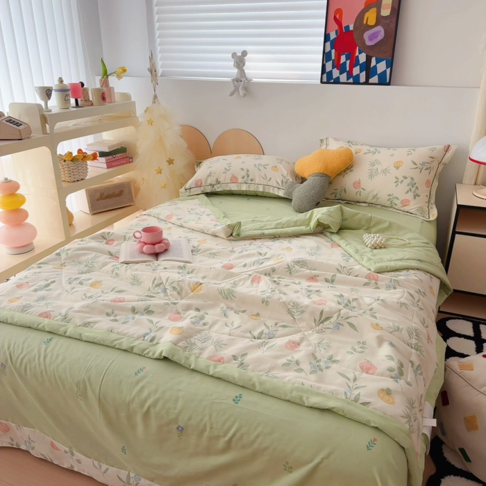 91家纺网 家纺一手货源 找家纺 于果 2025新款全棉纯棉夏被夏凉被空调被四件套 轻婉花语