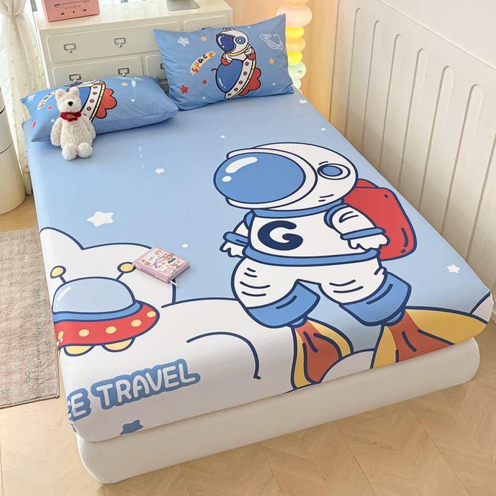 91家纺网 家纺一手货源 找家纺 金爱家2025新款全棉大版印花单品系列-纯棉太空人 单品-飞碟太空人