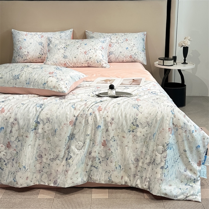 91家纺网 家纺一手货源 找家纺 笙意家纺  2025新款水洗真丝数码印花暗盒款夏被 乔温