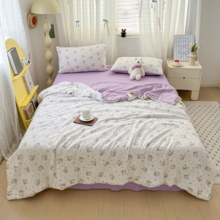 寐眠 2025春夏新款泡泡纱印花夏被夏凉被空调被 薰衣草