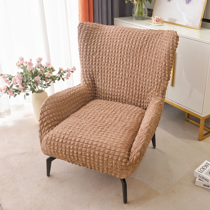 91家纺网 家纺一手货源 找家纺 启博家纺 2025新款泡泡纱小号老虎椅套(长50*57宽55*65高50*57) 驼色