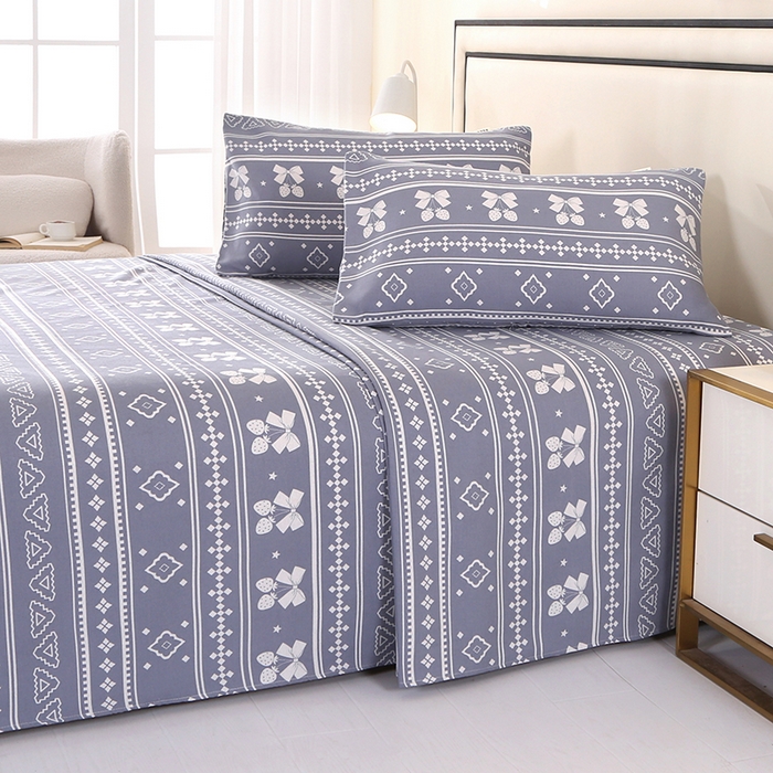 91家纺网 家纺一手货源 找家纺 望淮家纺 2025新款老粗布凉席床单三件套 蝴蝶结