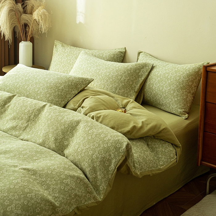 91家纺网 家纺一手货源 找家纺 2025新款A类全棉三层纱四件套 花语