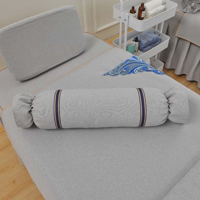 91家纺网 家纺一手货源 找家纺 芙怡 2025春夏新款8026款棉麻绒美 容床罩-角花系列 角花-灰色