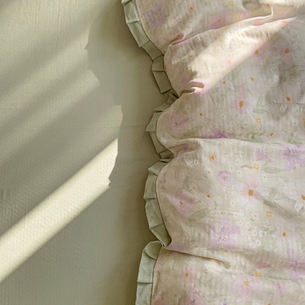 忆生活家纺 2025新款全棉韩版双层纱花边款四件套 仲夏之夜