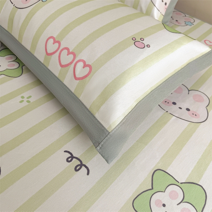 91家纺网 家纺一手货源 找家纺 雯豆2025夏季新品冰藤印花凉席三件套平铺绑带款冰丝凉席三件套 冰藤席-绑带款-阳光兔