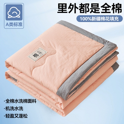 金鹰 2025新款A类纯棉水洗棉色织棉花夏被全棉空调被夏凉被 优雅玉