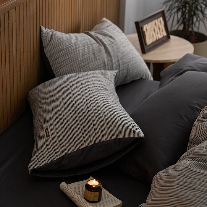 91家纺网 家纺一手货源 找家纺 安莱生活 2025 全棉立体色织提花四件套 摩卡黑