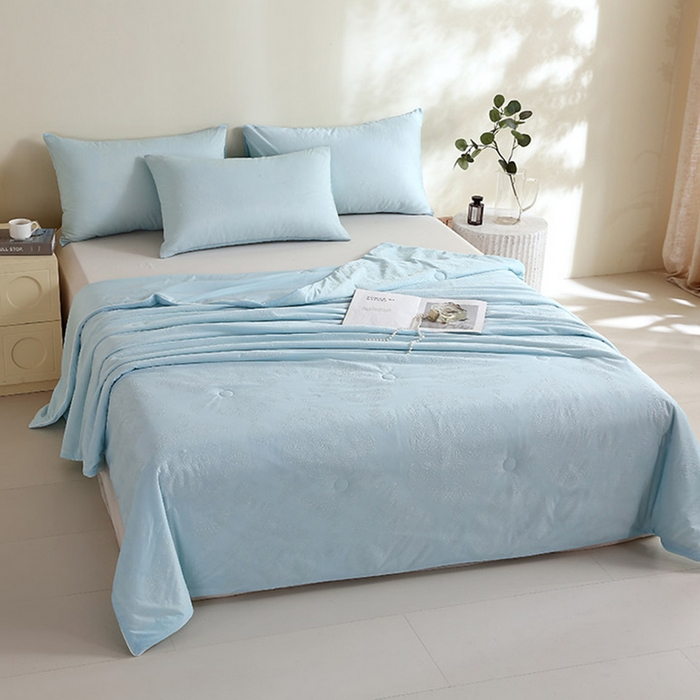 91家纺网 家纺一手货源 找家纺 品乐家纺 2025新款凉感A类可水洗抗菌冰冰被夏被夏凉被空调被被子被芯 冰冰被-蓝