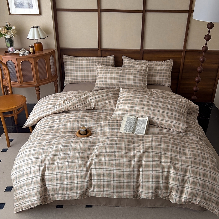 91家纺网 家纺一手货源 找家纺 优品阁  2025新款A类全棉有氧双层纱四件套 布里奥