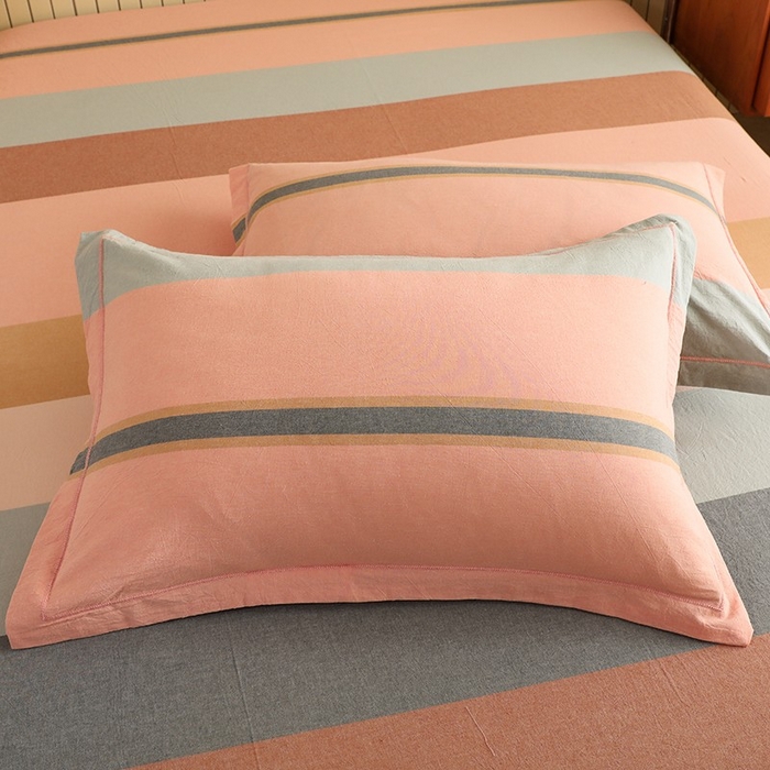 91家纺网 家纺一手货源 找家纺 木易家居 2025新款全棉色织水洗棉四件套莫兰迪-粉