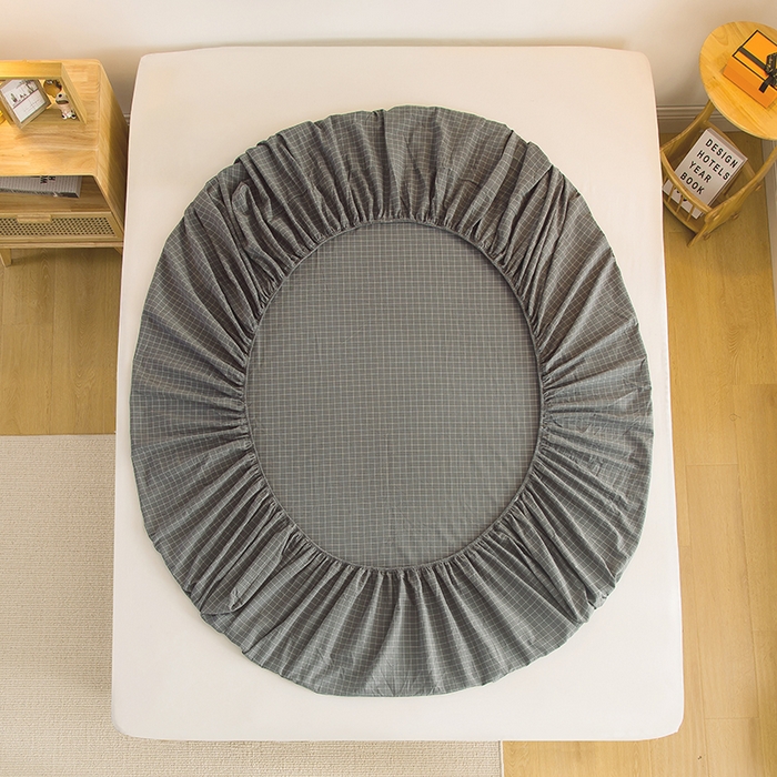 91家纺网 家纺一手货源 找家纺 柠萌家居 2025新款A类全棉色织水洗棉单床笠 灰小格