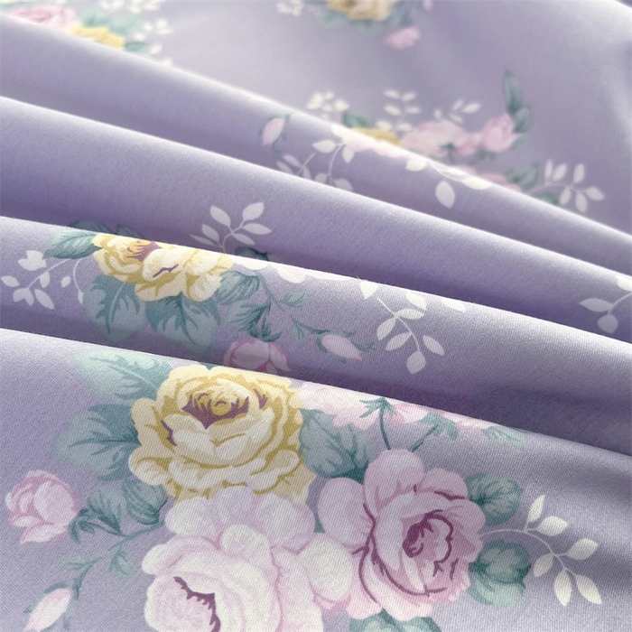 91家纺网 家纺一手货源 找家纺 十个点 2025新款全棉纯棉蕾丝花边床裙四件套 花苒-紫