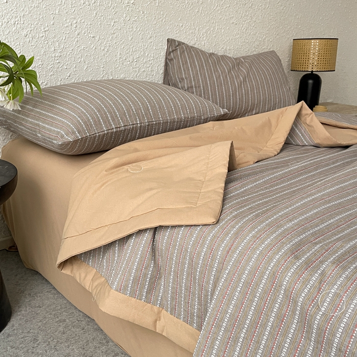 91家纺网 家纺一手货源 找家纺 吾诺 2025 全棉色织提花水洗棉大豆夏被子被芯全棉夏被四件套夏凉被空调被 摩卡咖