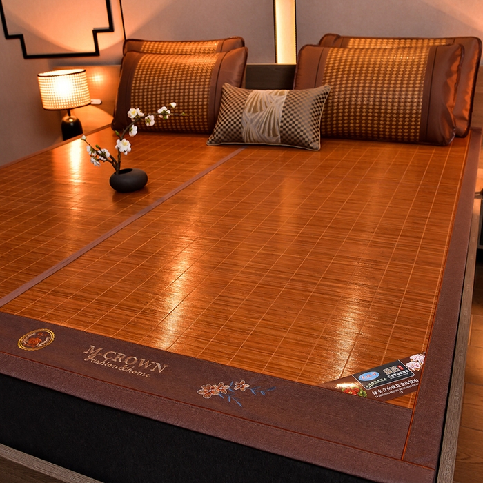 91家纺网 家纺一手货源 找家纺 苏迪凉席竹席2025新款竹席凉席冰丝席碳化双面印花藤草席 雅典-碳化席