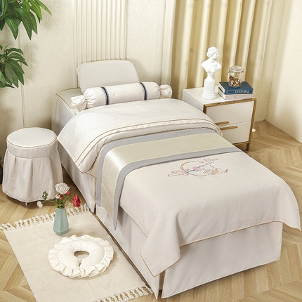 91家纺网 家纺一手货源 找家纺 （总）芙怡 2025春夏新款8023款棉麻绒美 容床罩-花颜系列