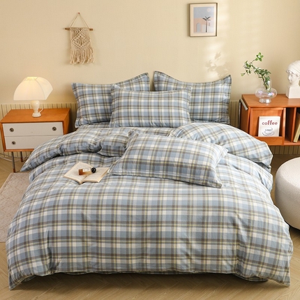 91家纺网 家纺一手货源 找家纺 （总）木易家居 2025新款全棉色织水洗棉四件套