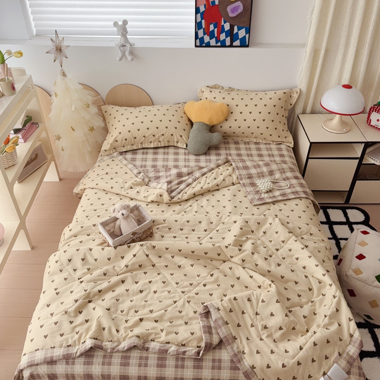 91家纺网 家纺一手货源 找家纺 于果 2025新款全棉纯棉夏被夏凉被空调被四件套 满心欢喜