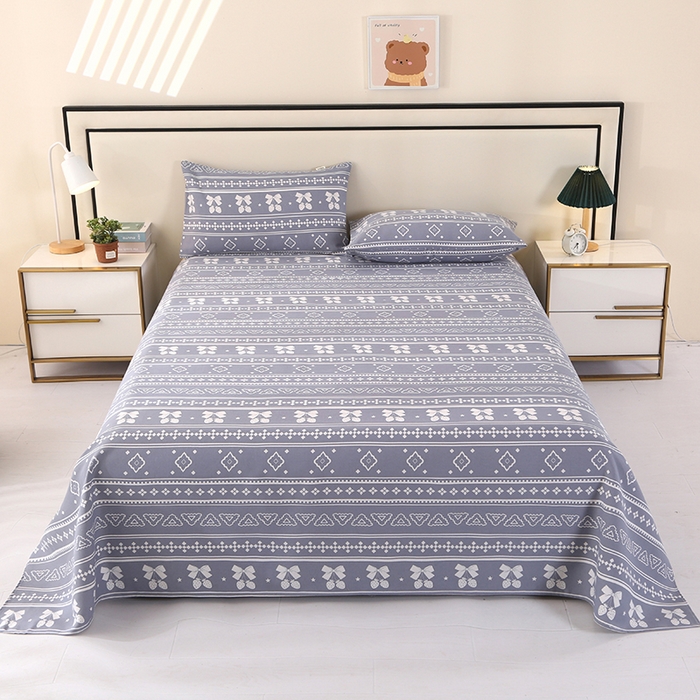 91家纺网 家纺一手货源 找家纺 望淮家纺 2025新款老粗布凉席床单三件套 蝴蝶结