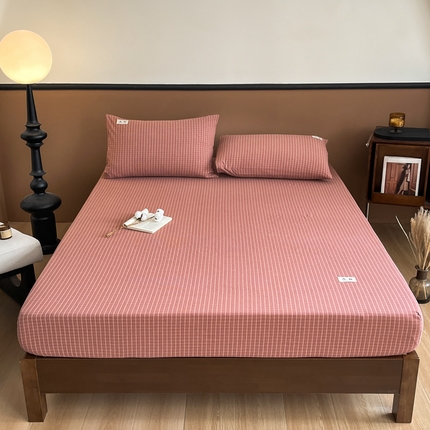 21度C 2025复古风全棉母婴级床笠 晚晴红