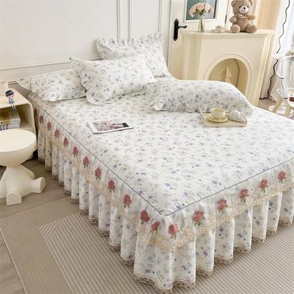 91家纺网 家纺一手货源 找家纺 （总） 十个点 2025新款全棉纯棉蕾丝花边床裙