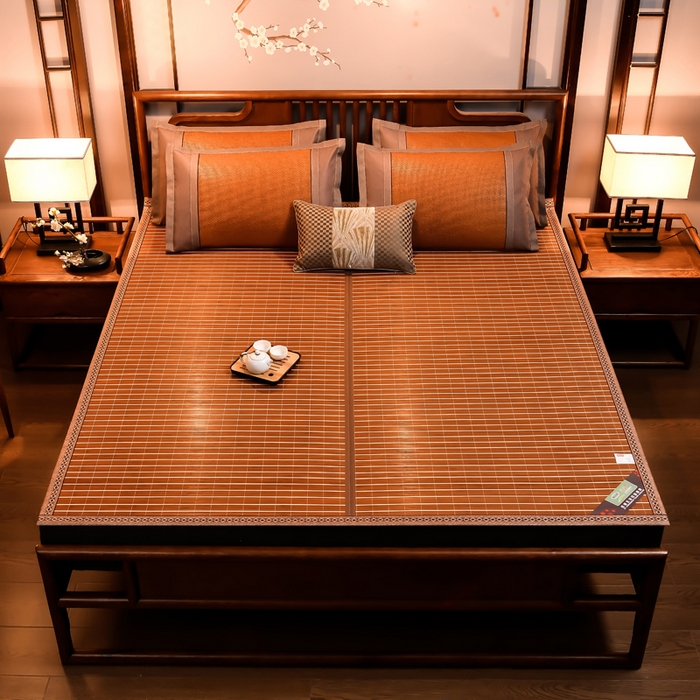 91家纺网 家纺一手货源 找家纺 苏迪凉席竹席2025新款竹席凉席冰丝席碳化双面印花藤草席 碳化岁月