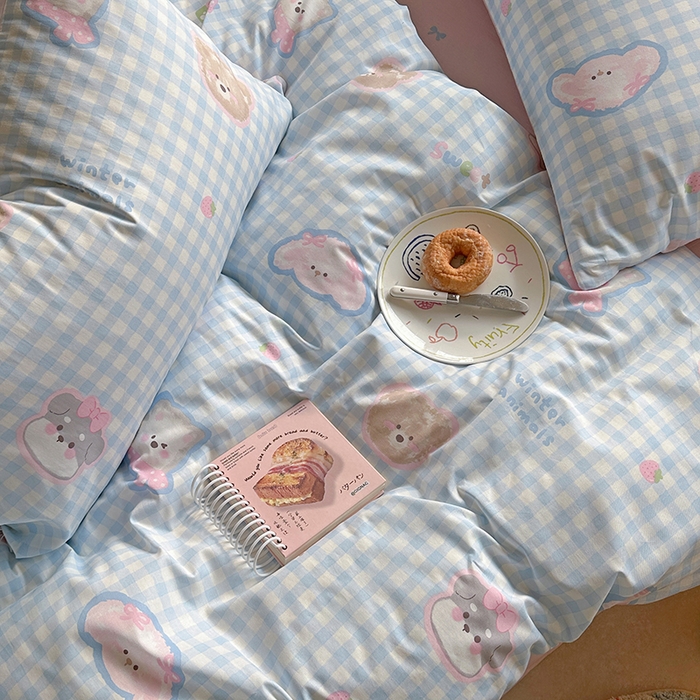 91家纺网 家纺一手货源 找家纺 麦伦家居 2025新品 全棉卡通小清新跑量款系列四件套 甜蜜小狗