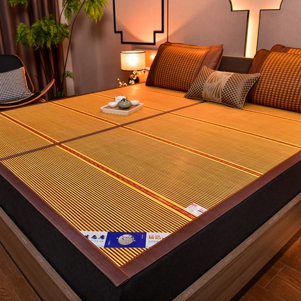 苏迪凉席竹席2025新款竹席凉席冰丝席碳化双面印花藤草席 精品羊毛丝