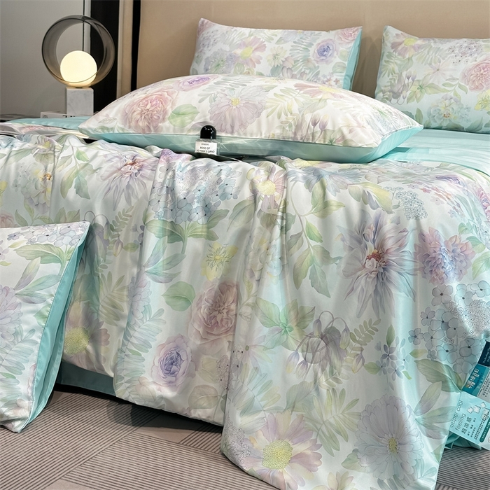 91家纺网 家纺一手货源 找家纺 笙意家纺  2025新款水洗真丝数码印花暗盒款夏被 瑞丽