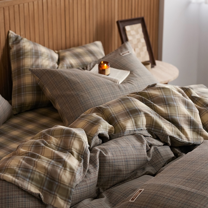 91家纺网 家纺一手货源 找家纺 安莱生活 2025 全棉双层纱苏格兰格纹系列四件套 威尔士