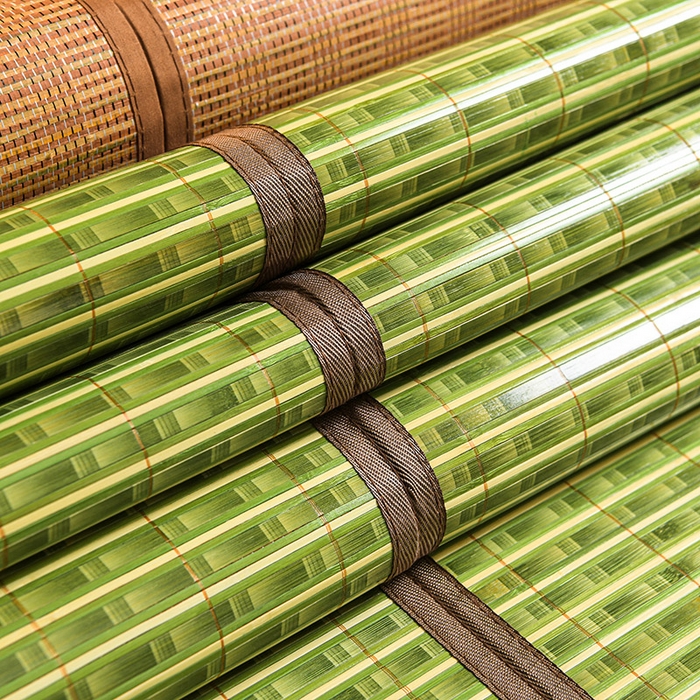 91家纺网 家纺一手货源 找家纺 苏迪凉席竹席2025新款竹席凉席冰丝席碳化双面印花藤草席 绿木纹