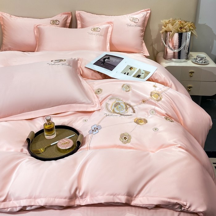 91家纺网 家纺一手货源 找家纺 慧菲 2025新款轻奢水洗天丝四件套-伊恋 伊恋-粉