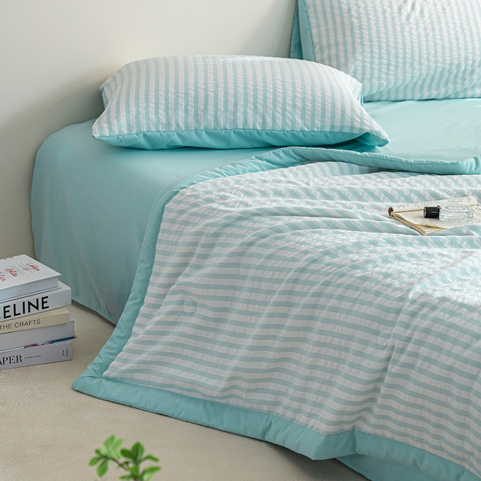 91家纺网 家纺一手货源 找家纺 吾诺 2025 色织立体泡泡棉彩虹系列大豆夏被子被芯夏凉被空调被 彩虹-兰