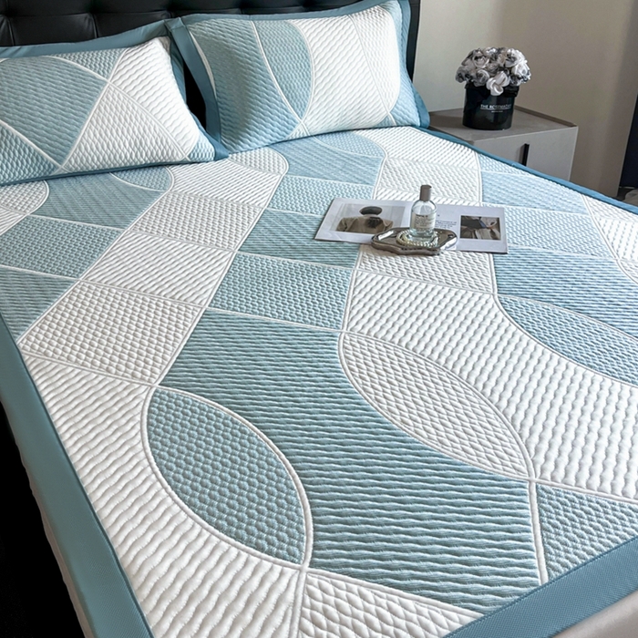 91家纺网 家纺一手货源 找家纺 慕尚家纺 2025新款泡泡大PE提花软席 交织 白蓝