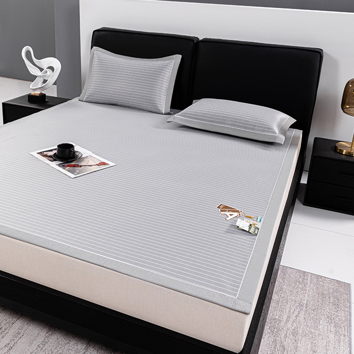 91家纺网 家纺一手货源 找家纺 小牛席业 2025新款新款无印风纯色凉感冰丝席系列-床席款 灰色