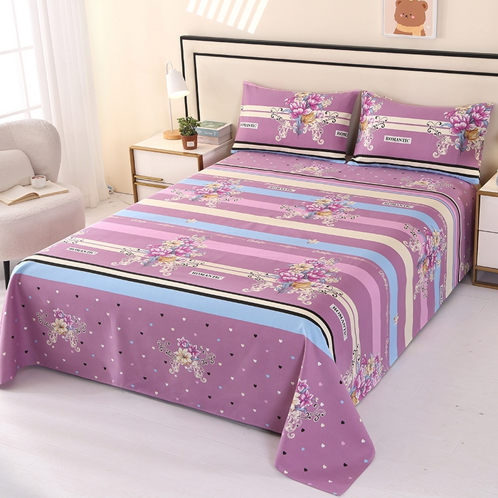 91家纺网 家纺一手货源 找家纺 望淮家纺 2025新款老粗布凉席床单三件套 花韵