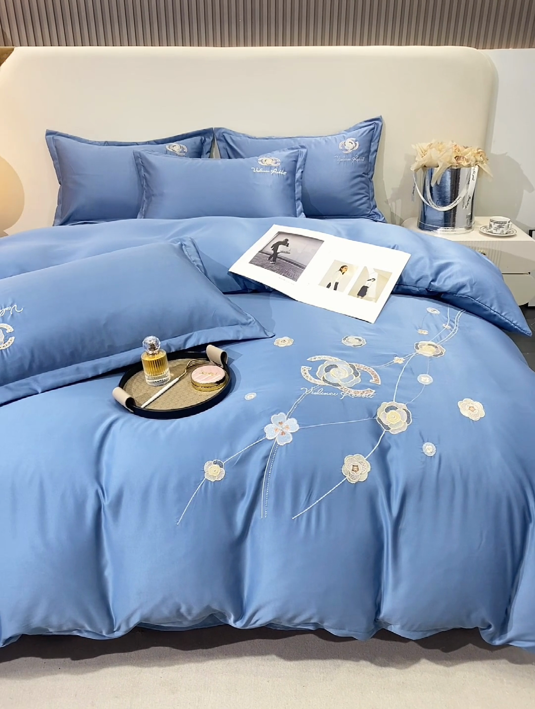 91家纺网 家纺一手货源 找家纺 慧菲 2025新款轻奢水洗天丝四件套-伊恋 伊恋-宾利蓝